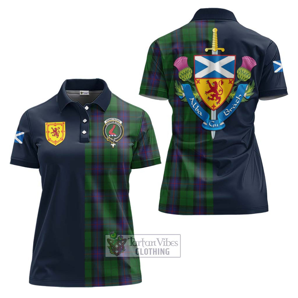 Tartan Vibes Clothing Armstrong Tartan Women's Polo Shirt with Scottish Lion Royal Arm Half Style