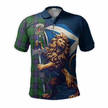 Armstrong Tartan Family Crest Men's Polo Shirt with Scottish Majestic Lion