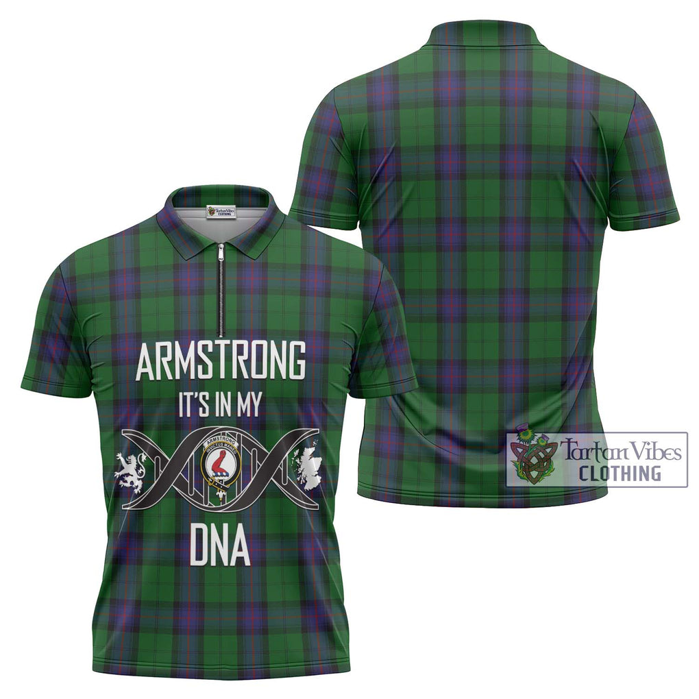 Armstrong Tartan Zipper Polo Shirt with Family Crest DNA In Me Style Unisex - Tartanvibesclothing Shop