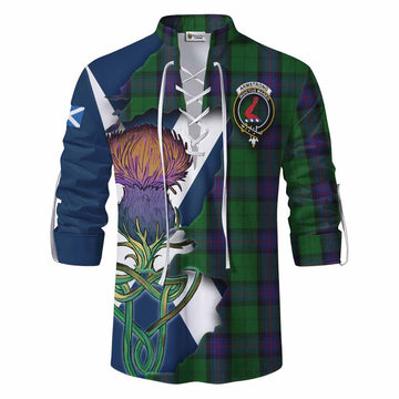 Armstrong Tartan Family Crest Ghillie Kilt Shirt Scottish Thistle Celtic Inspired Men - Tartan Vibes Clothing