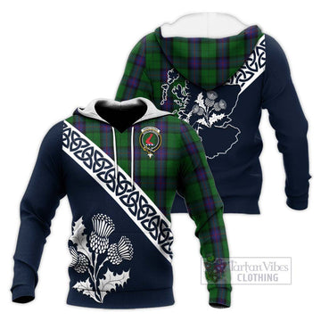 Armstrong Tartan Knitted Hoodie Featuring Thistle and Scotland Map