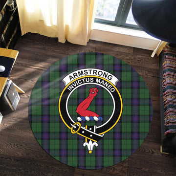 Armstrong Tartan Round Rug with Family Crest