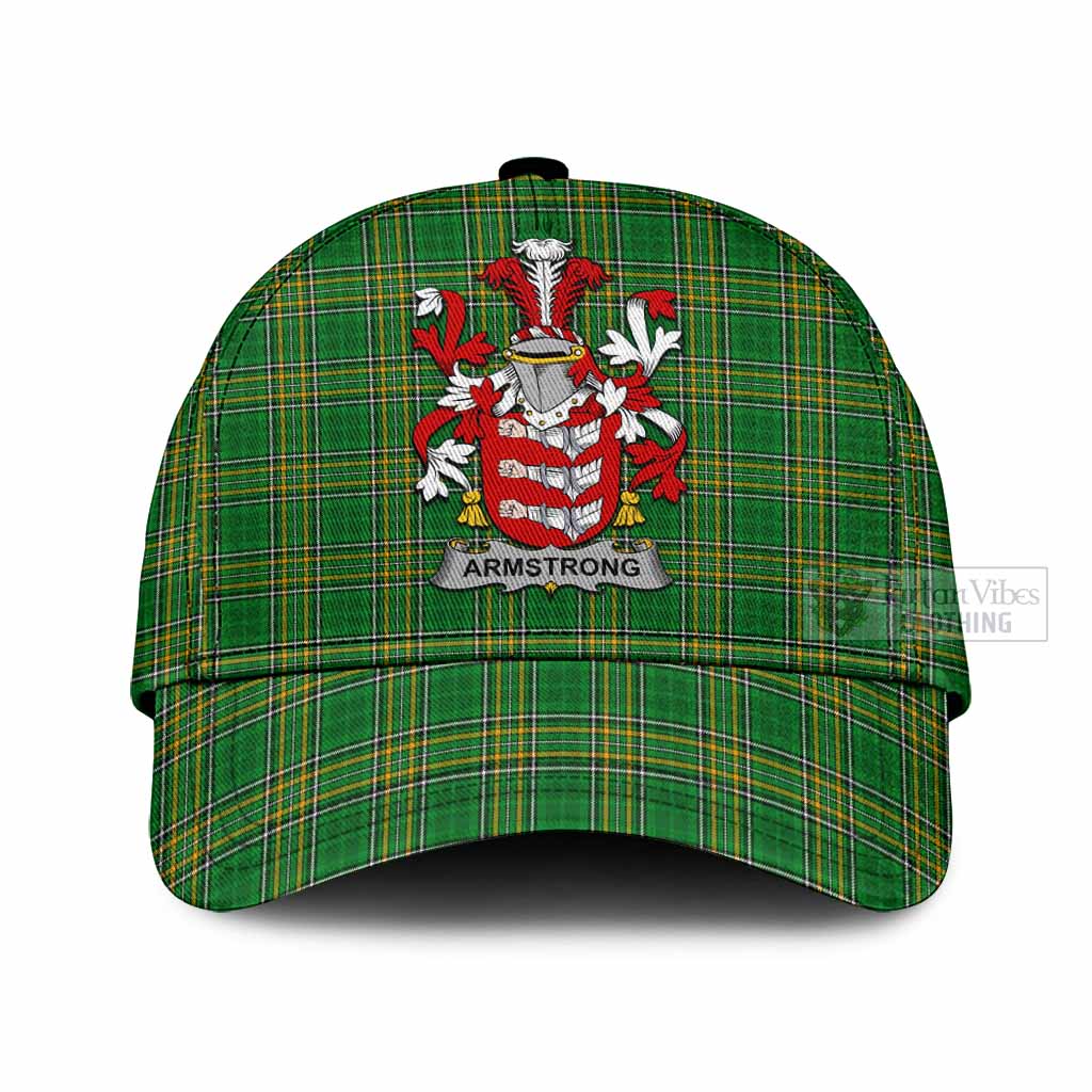 Tartan Vibes Clothing Armstrong Irish Clan Tartan Classic Cap with Coat of Arms