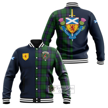 Armstrong Tartan Baseball Jacket Alba with Scottish Lion Royal Arm Half Style