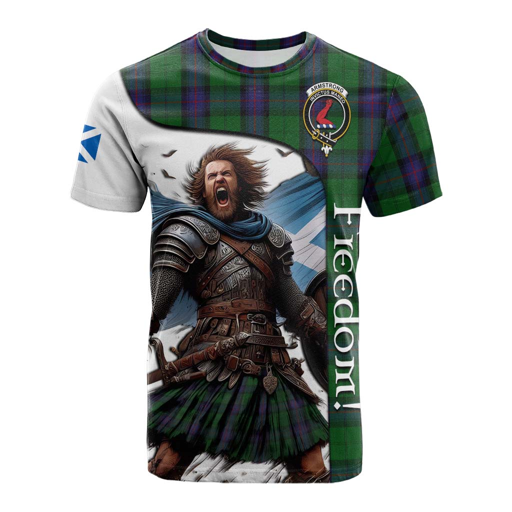 Tartan Vibes Clothing Armstrong Crest Tartan Cotton T-shirt Inspired by the Freedom of Scottish Warrior