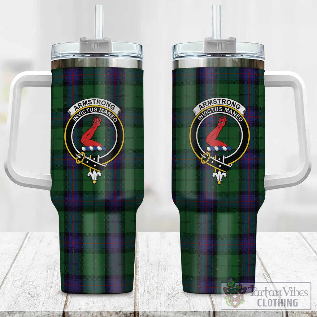 Tartan Vibes Clothing Armstrong Tartan and Family Crest Tumbler with Handle