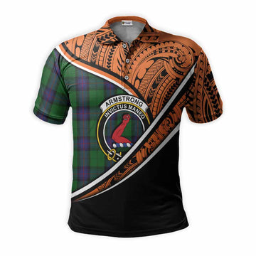 Armstrong Crest Tartan Polo Shirt with Polynesian Vibes Style - Orange Version