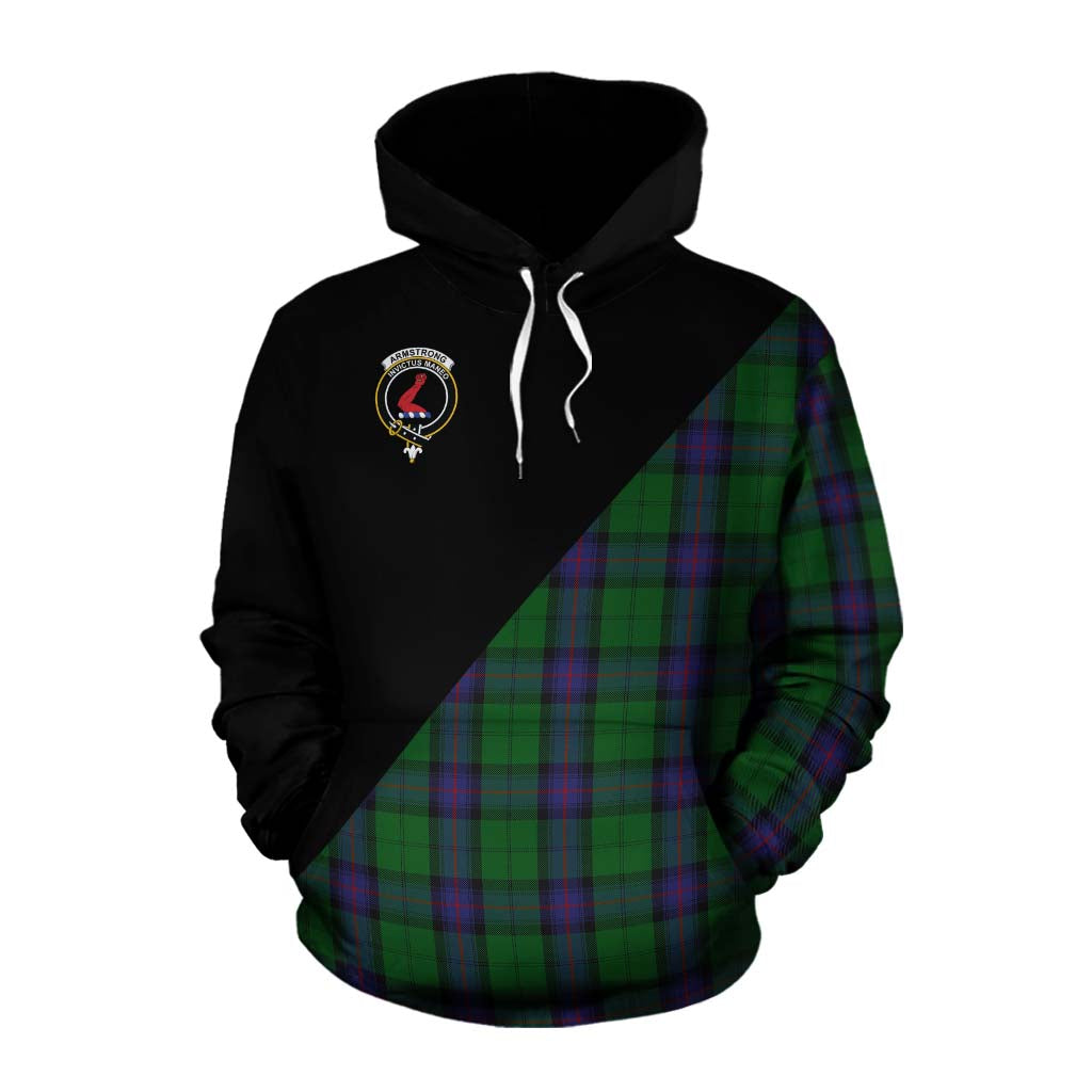 Tartan Vibes Clothing Armstrong Tartan Cotton Hoodie with Family Crest and Military Logo Style