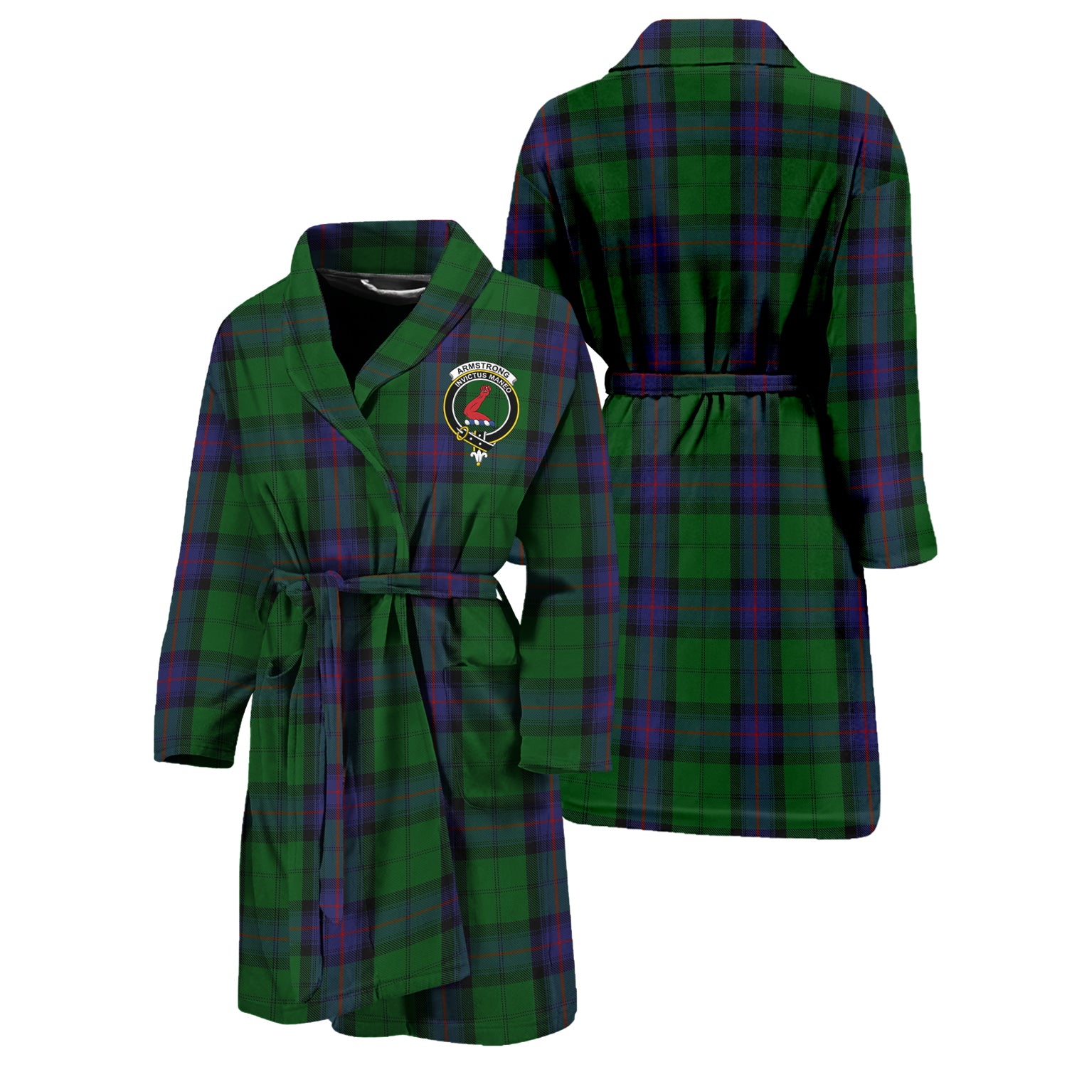 Armstrong Tartan Bathrobe with Family Crest Unisex S - Tartan Vibes Clothing