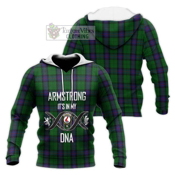 Armstrong Tartan Knitted Hoodie with Family Crest DNA In Me Style