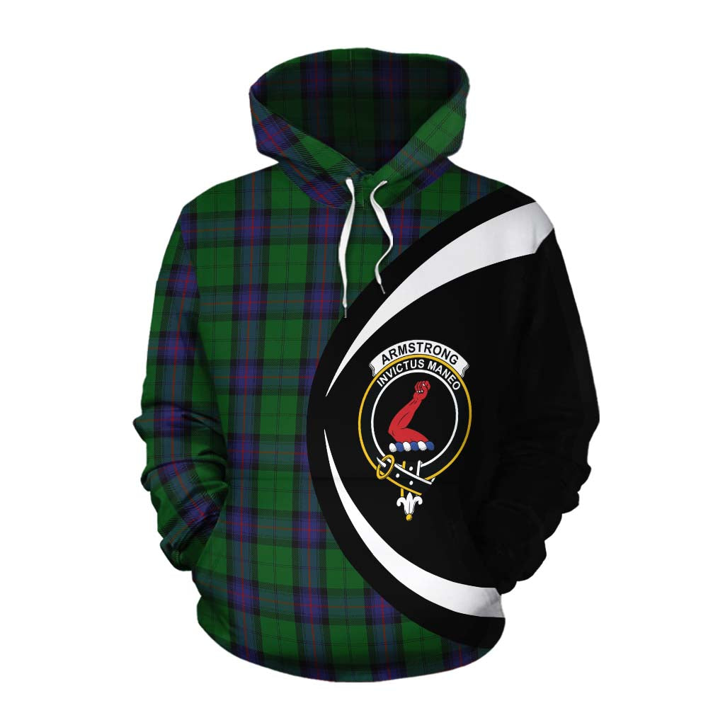 Tartan Vibes Clothing Armstrong Tartan Cotton Hoodie with Family Crest Circle Style