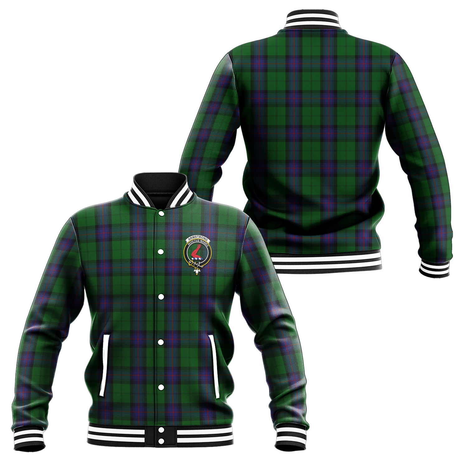 Armstrong Tartan Baseball Jacket with Family Crest Unisex - Tartan Vibes Clothing