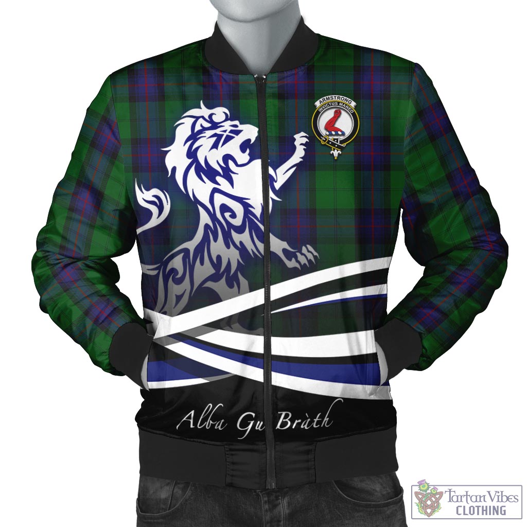 Tartan Vibes Clothing Armstrong Tartan Bomber Jacket with Alba Gu Brath Regal Lion Emblem