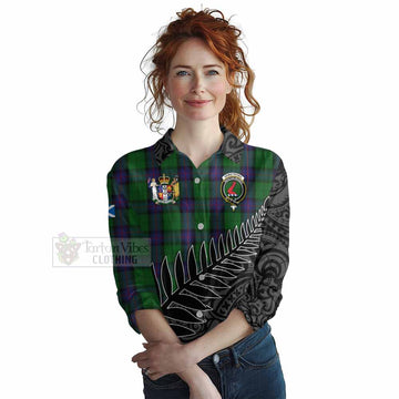 Armstrong Crest Tartan Women's Casual Shirt with New Zealand Silver Fern Half Style