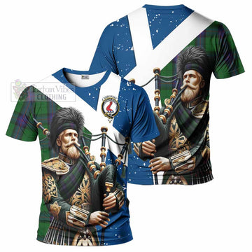 Armstrong Tartan T-Shirt with Family Crest Scottish Bagpiper Vibes