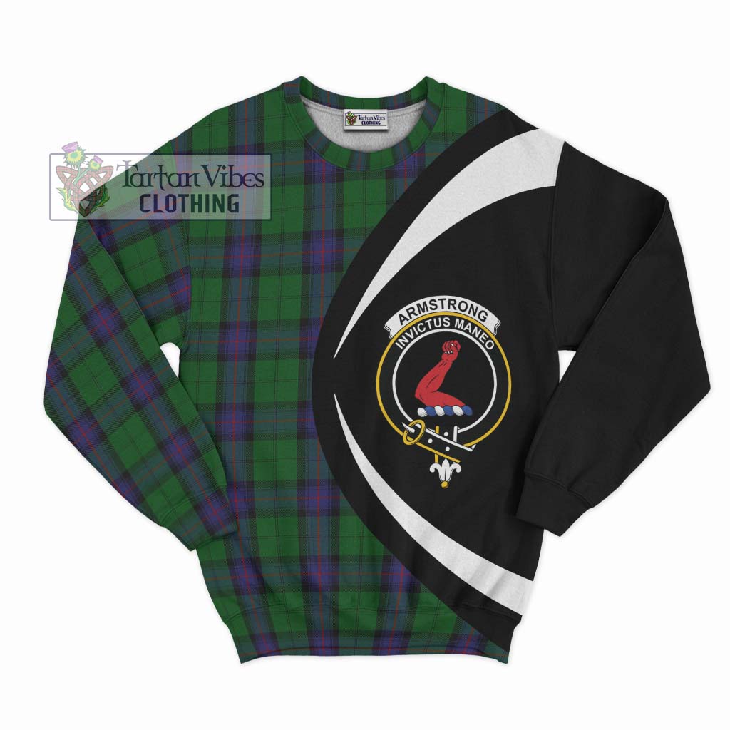 Armstrong Tartan Sweatshirt with Family Crest Circle Style Unisex - Tartan Vibes Clothing