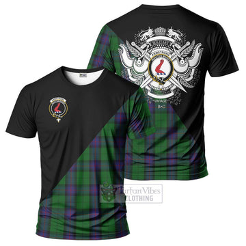 Armstrong Tartan T-Shirt with Family Crest and Military Logo Style