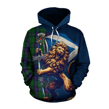 Armstrong Tartan Family Crest Cotton Hoodie with Scottish Majestic Lion Pullover Hoodie XS - Tartan Vibes Clothing