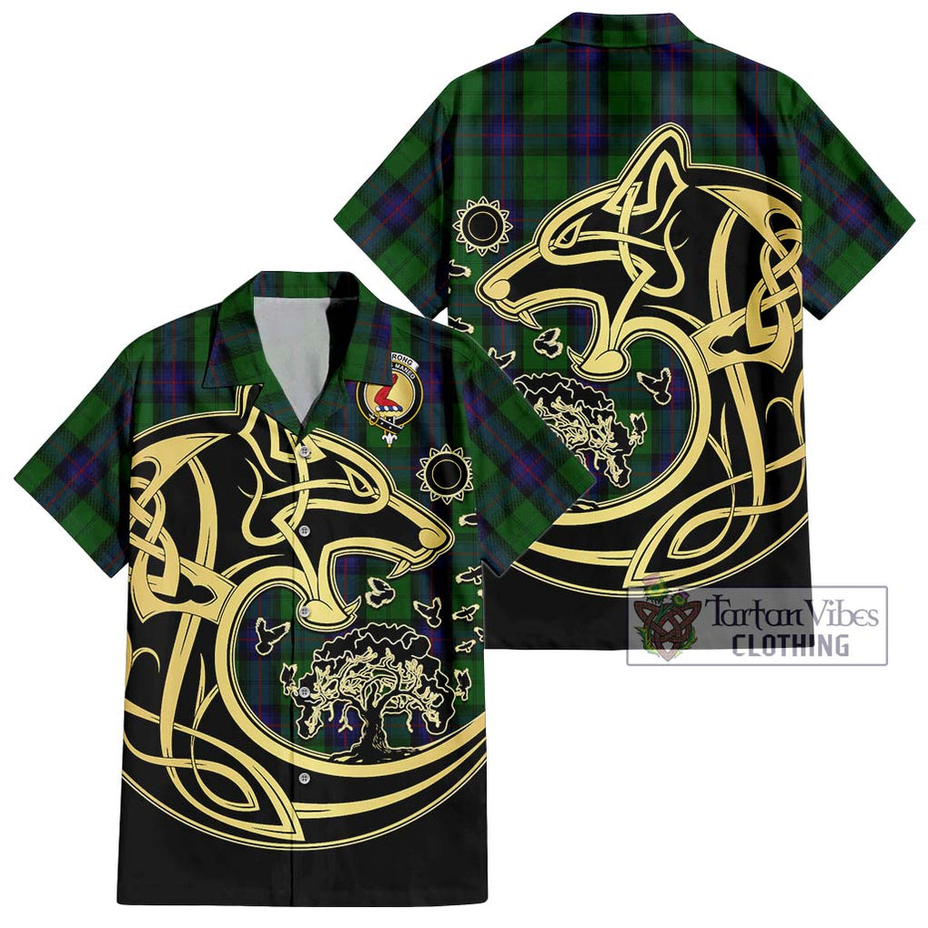 Armstrong Tartan Short Sleeve Button Shirt with Family Crest Celtic Wolf Style Kid - Tartan Vibes Clothing