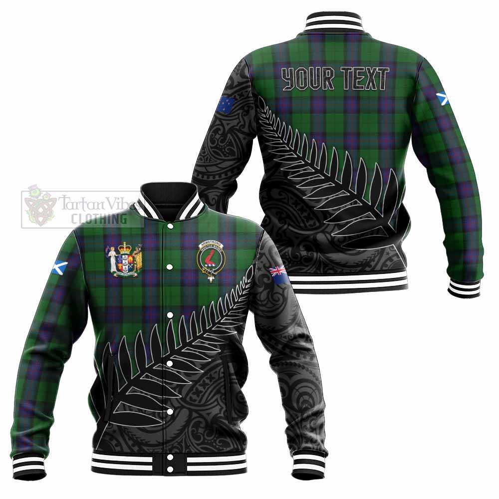 Tartan Vibes Clothing Armstrong Crest Tartan Baseball Jacket with New Zealand Silver Fern Half Style