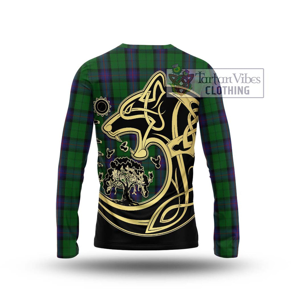 Armstrong Tartan Long Sleeve T-Shirt with Family Crest Celtic Wolf Style - Tartan Vibes Clothing