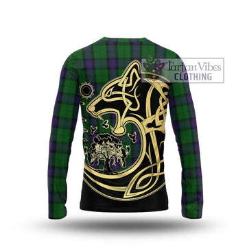 Armstrong Tartan Long Sleeve T-Shirt with Family Crest Celtic Wolf Style