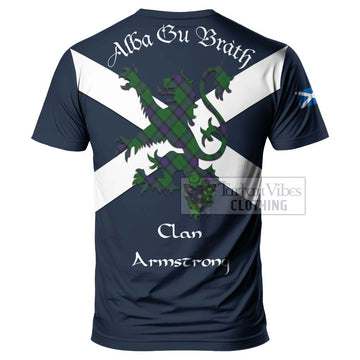 Armstrong Tartan Lion Rampant T-Shirt Proudly Display Your Heritage with Alba Gu Brath and Clan Name