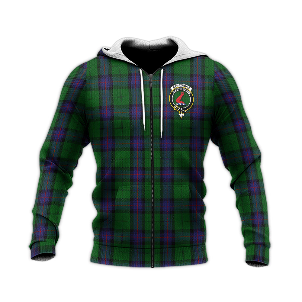 Armstrong Tartan Knitted Hoodie with Family Crest Unisex Knitted Zip Hoodie - Tartanvibesclothing