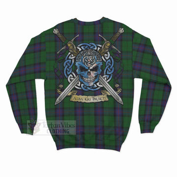 Armstrong Tartan Sweatshirt with Family Crest Celtic Skull Style