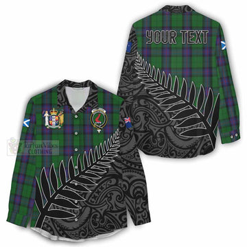 Armstrong Crest Tartan Women's Casual Shirt with New Zealand Silver Fern Half Style