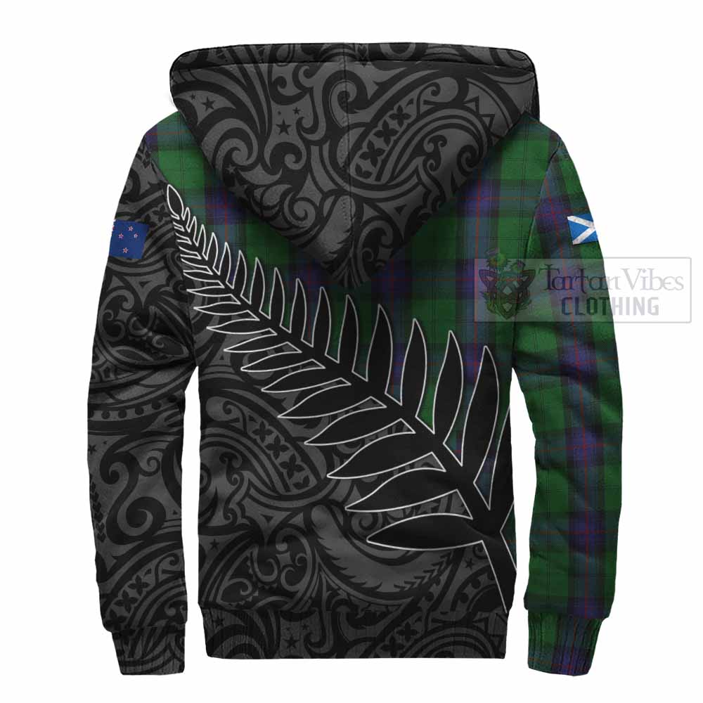 Tartan Vibes Clothing Armstrong Crest Tartan Sherpa Hoodie with New Zealand Silver Fern Half Style