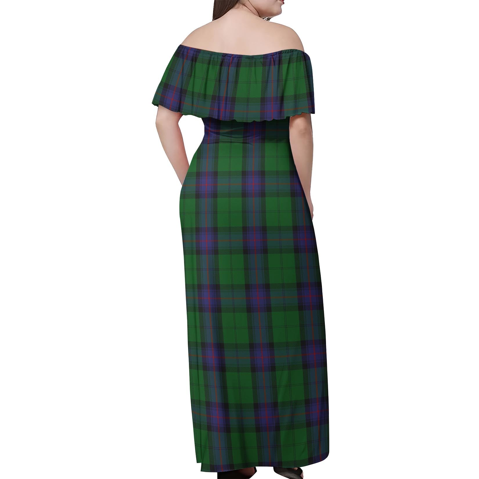 Armstrong Tartan Off Shoulder Long Dress - Tartanvibesclothing