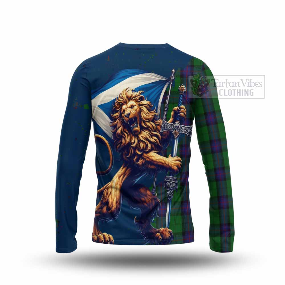 Tartan Vibes Clothing Armstrong Tartan Family Crest Long Sleeve T-Shirt with Scottish Majestic Lion