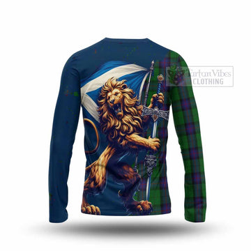 Armstrong Tartan Family Crest Long Sleeve T-Shirt with Scottish Majestic Lion