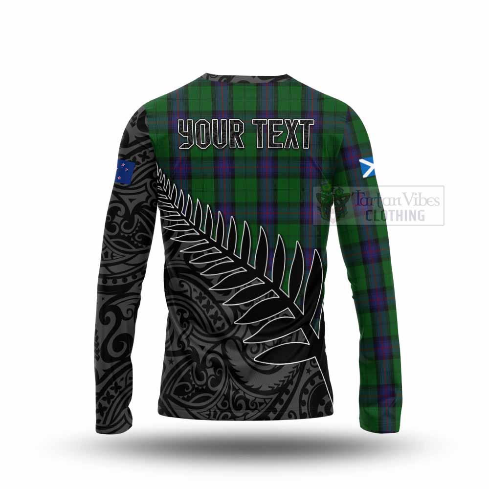 Tartan Vibes Clothing Armstrong Crest Tartan Long Sleeve T-Shirt with New Zealand Silver Fern Half Style