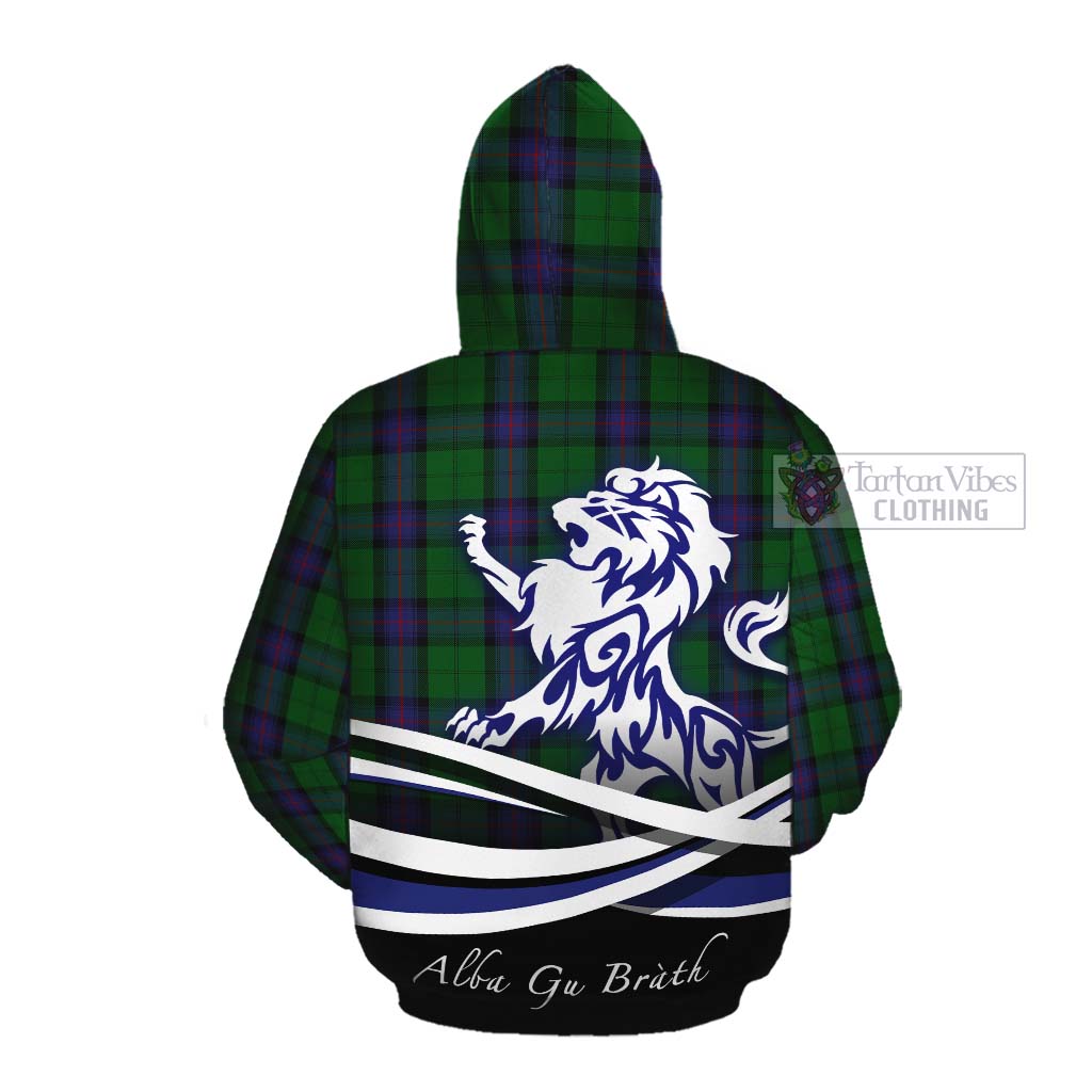 Tartan Vibes Clothing Armstrong Tartan Cotton Hoodie with Alba Gu Brath Regal Lion Emblem