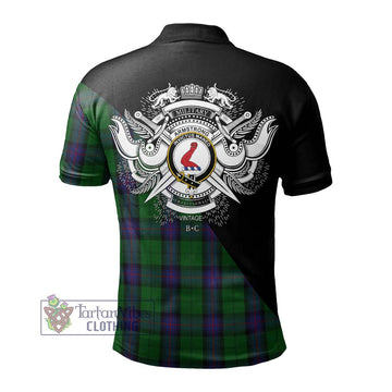 Armstrong Tartan Polo Shirt with Family Crest and Military Logo Style