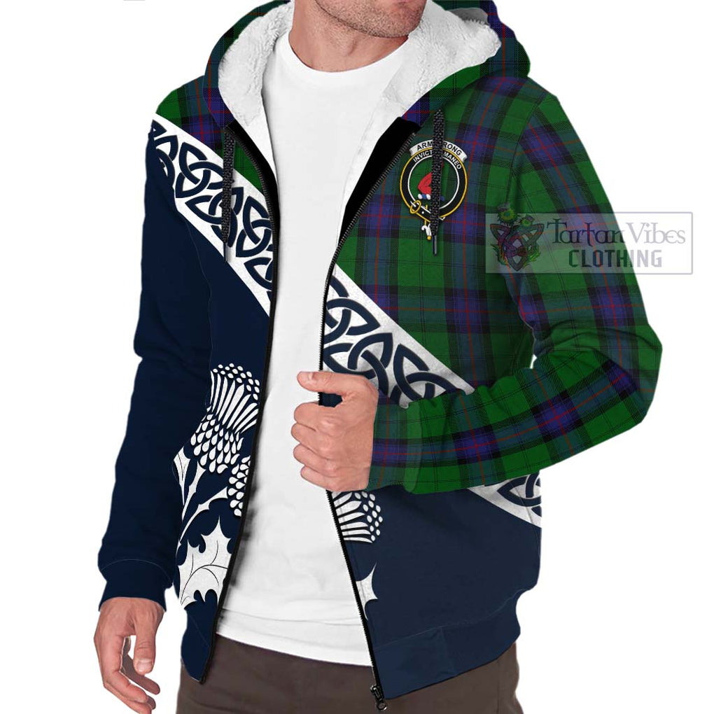 Tartan Vibes Clothing Armstrong Tartan Sherpa Hoodie Featuring Thistle and Scotland Map