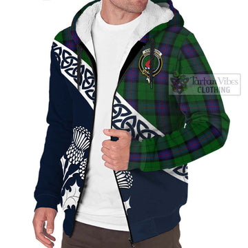 Armstrong Tartan Sherpa Hoodie Featuring Thistle and Scotland Map