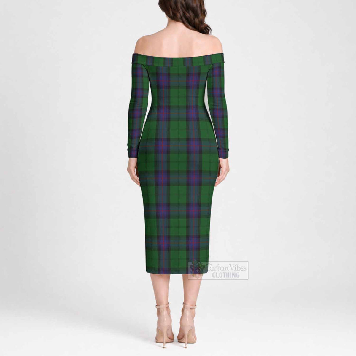 Armstrong Tartan Off Shoulder Long Sleeve Dress - Tartan Vibes Clothing