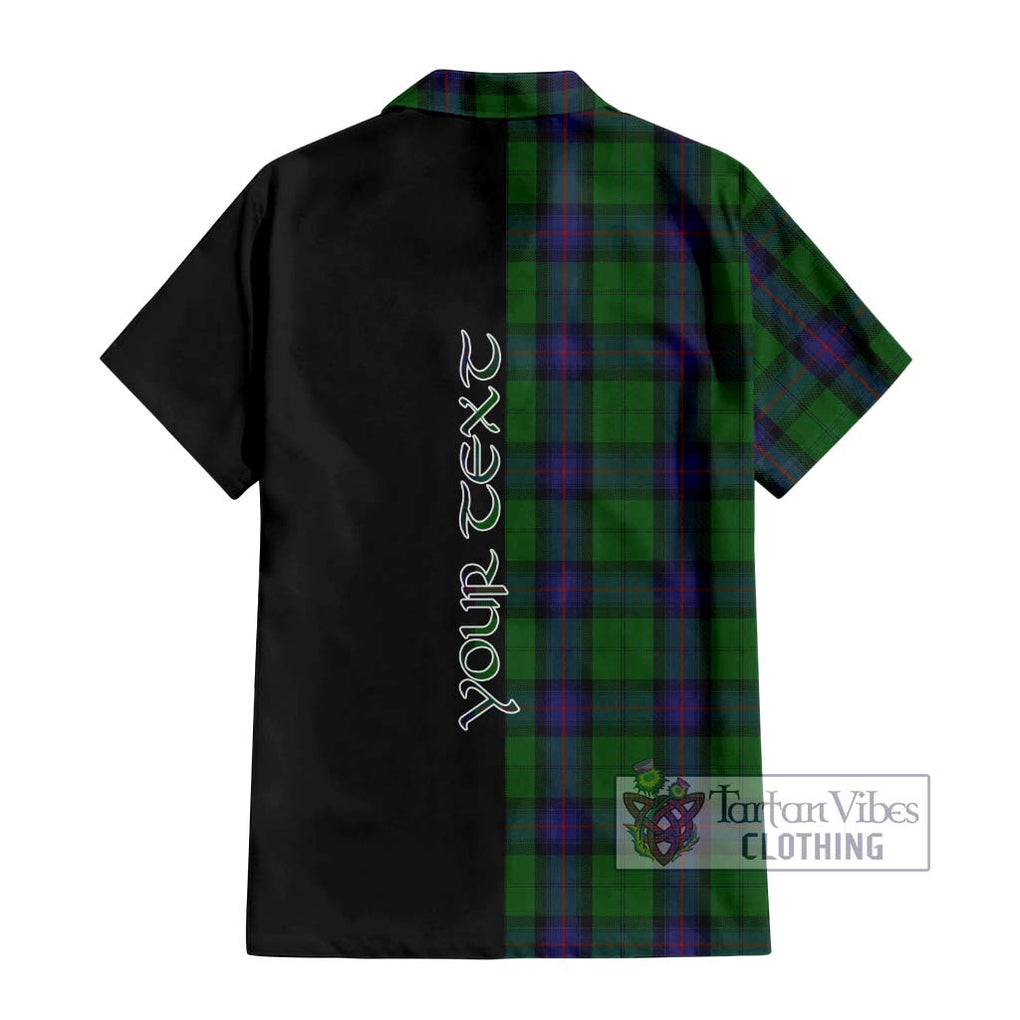 Armstrong Tartan Short Sleeve Button Shirt with Family Crest and Half Of Me Style - Tartanvibesclothing Shop