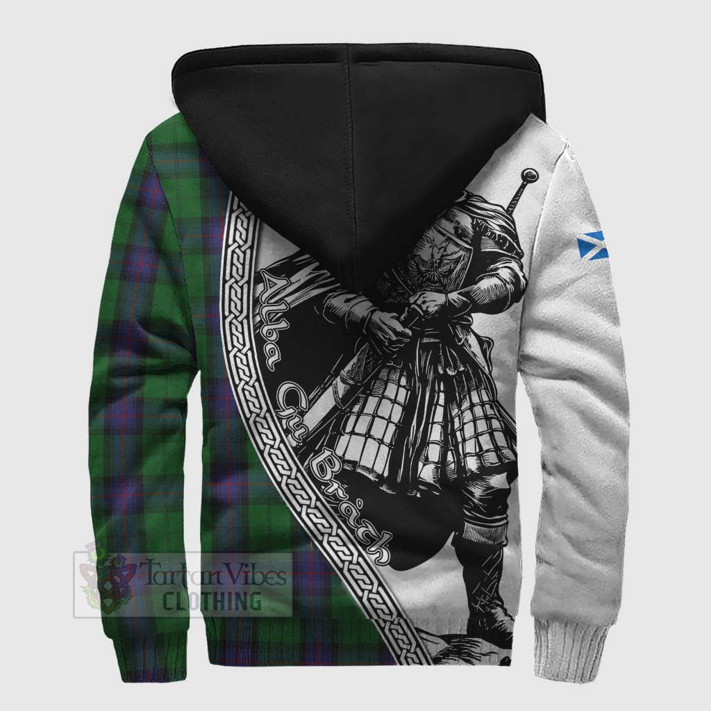 Tartan Vibes Clothing Armstrong Tartan Clan Crest Sherpa Hoodie with Highlander Warrior Celtic Style