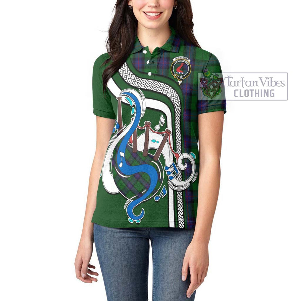 Armstrong Tartan Women's Polo Shirt with Epic Bagpipe Style - Tartanvibesclothing Shop