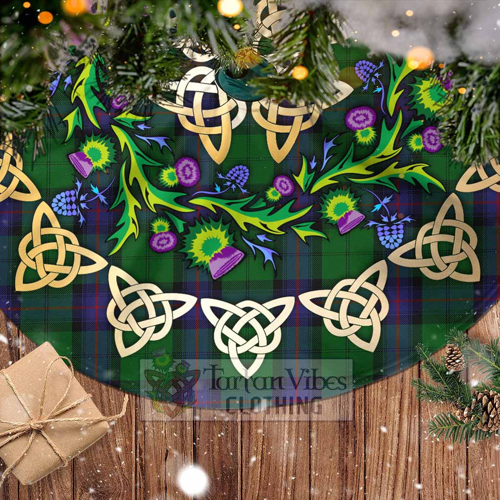 Tartan Vibes Clothing Armstrong Tartan Christmas Tree Skirt with Thistle Celtic Knot Style