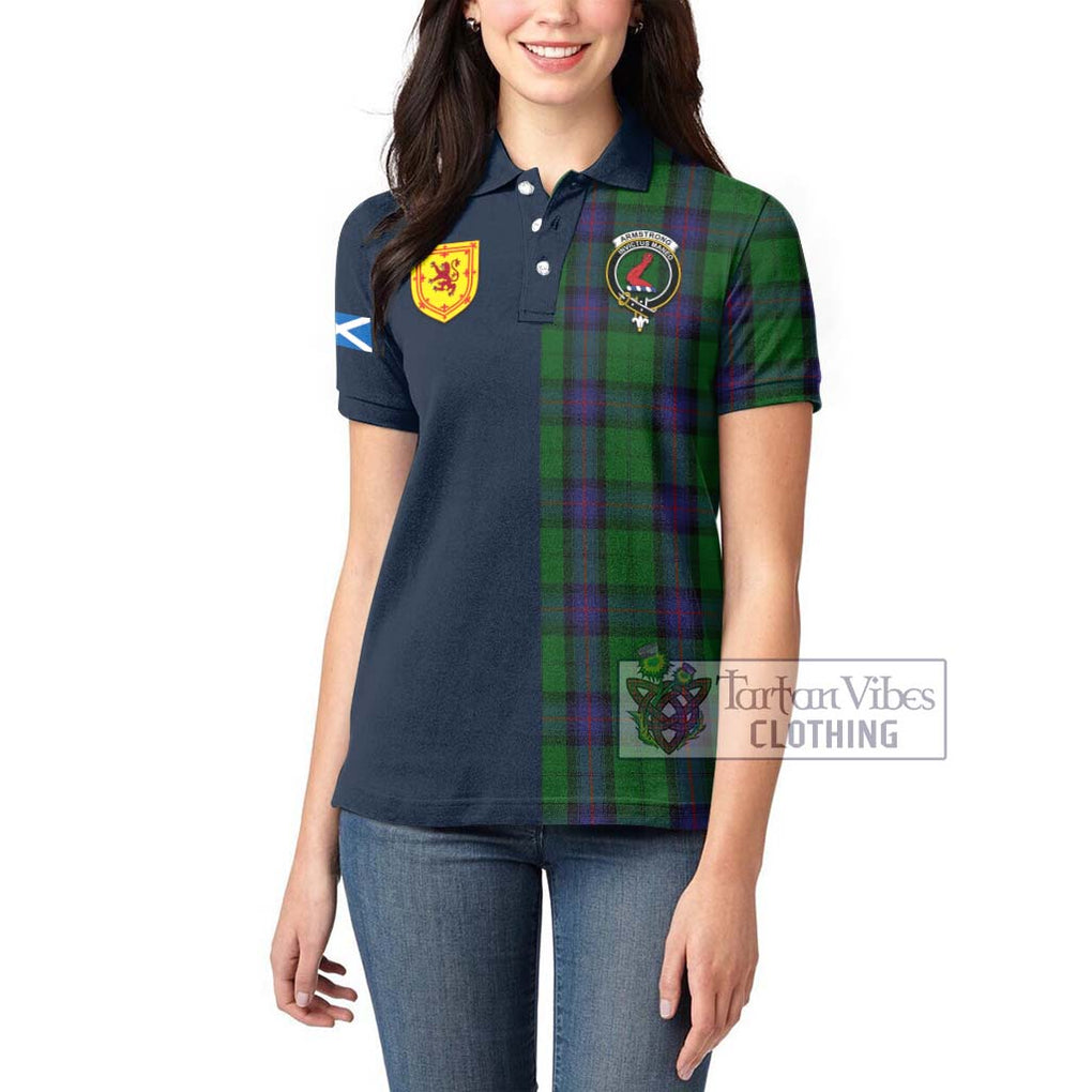 Tartan Vibes Clothing Armstrong Tartan Women's Polo Shirt with Scottish Lion Royal Arm Half Style