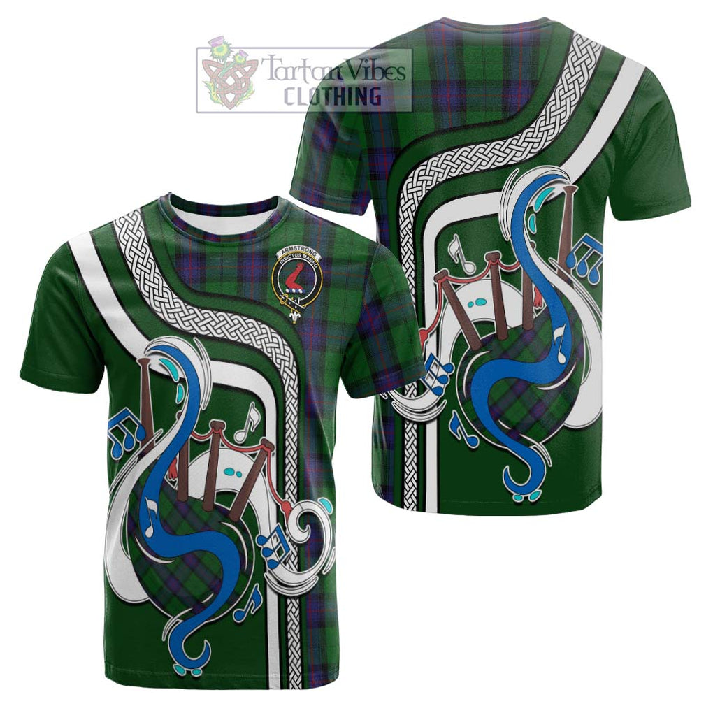 Tartan Vibes Clothing Armstrong Tartan Cotton T-shirt with Epic Bagpipe Style