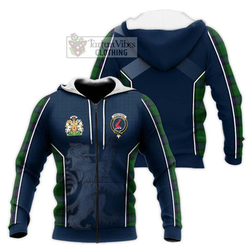 Armstrong Tartan Knitted Hoodie with Family Crest and Lion Rampant Vibes Sport Style