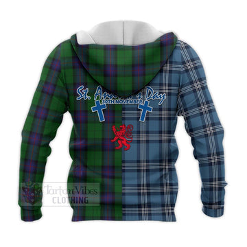 Armstrong Tartan Knitted Hoodie Happy St. Andrew's Day Half Tartan Style