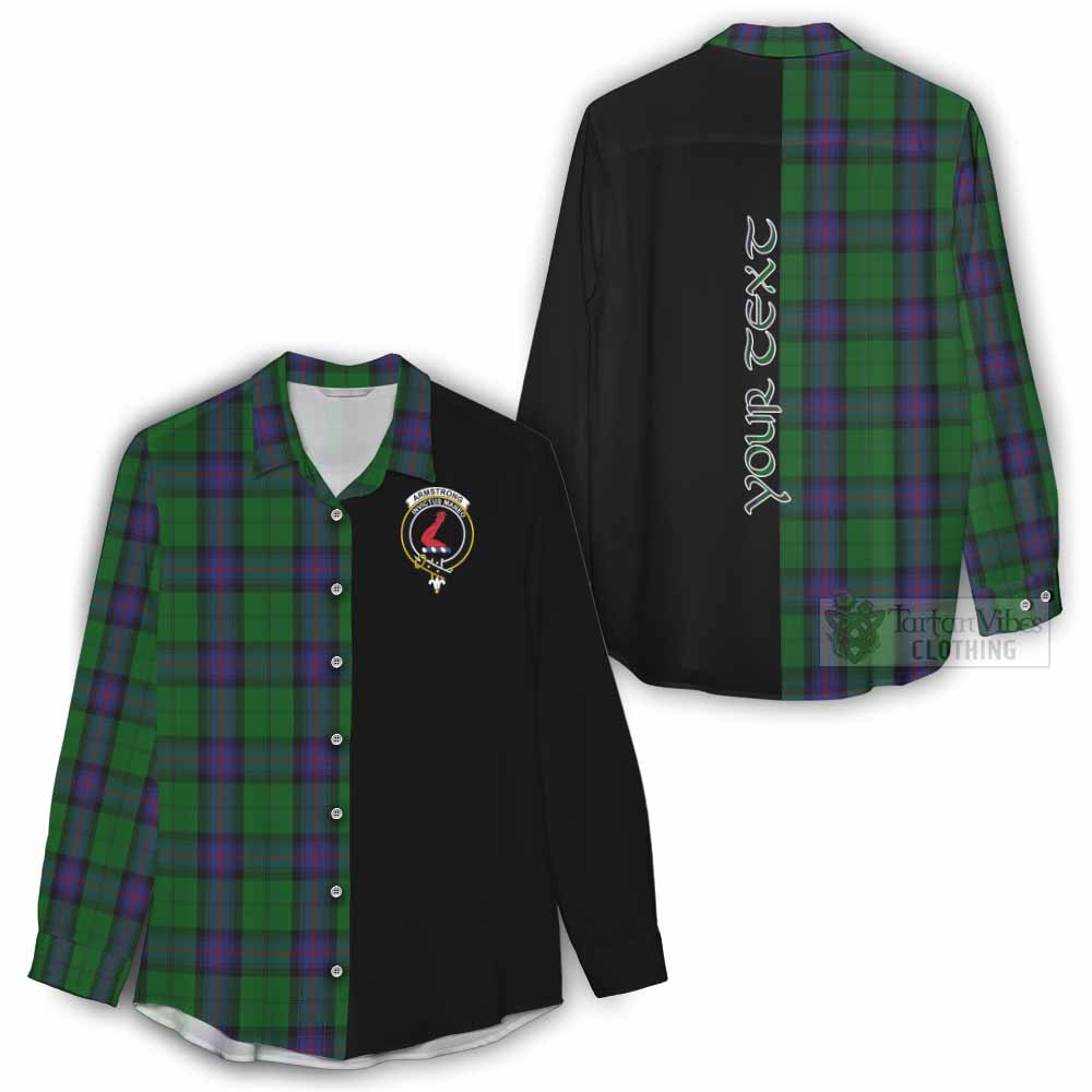 Tartan Vibes Clothing Armstrong Tartan Women's Casual Shirt with Family Crest and Half Of Me Style