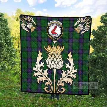 Armstrong Tartan Quilt with Family Crest and Golden Thistle Style